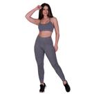 Conjunto Fitness Top e Calça Legging Suplex Lisa Academia Ana e Debi