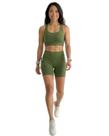 Conjunto Fitness Verde Short com Bolso Lateral Estilo Versátil com Cós Alto que não Escorrega Conjunto Fitness Verde Short com Bolso Lateral Estilo Versátil com Cós Alto que não Escorrega