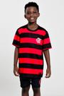Conjunto flamengo infantil camiseta listrada e shorts preto -