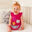 Conjunto Fofura Short Saia + Blusa Gatinha para Bebê Menina Tam RN a 03 Meses