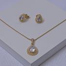 Conjunto Folheado a Ouro Colar e Brinco Gota Zircônia