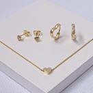 Conjunto Folheado a Ouro Colar e Brincos Coração com Zircônia