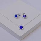 Conjunto Folheado a Prata Brinco e Colar Zircônia Azul
