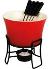 Conjunto Fondue Cerâmica Antiaderente 400ml Vermelho 6 Peças