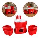 Conjunto Fondue Panela 500ml Ramequins 150ml Cerâmica 10 Pçs