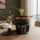 Conjunto Fondue Queijo/Chocolate Panela Pedra Sabão 800 ml + 4 Garfinhos