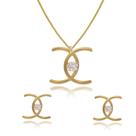 Conjunto Formato de X Cravejado com Zircônias Folheado a Ouro 18K Conjunto Formato de X Cravejado com Zircônias Folheado a Ouro 18K