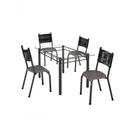 Conjunto França 04 Cadeiras Com Base Piauí Bm Tubulares Vidro Incolor-ratan Preto-material sintético C124