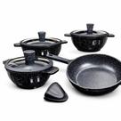 Conjunto Frigigold Preto Brilhoso Linha Osfe para Fogão de Indução 4 pecas com tampas no sistema anti impacto
