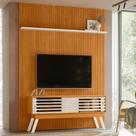 Conjunto Frizz Painel c/ Rack e rodízios New Premium Cinamomo/Off-White