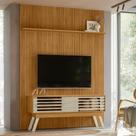 Conjunto Frizz Painel c/ Rack e rodízios New Premium Cumaru/Opala