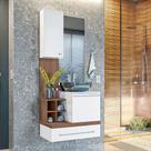 Conjunto Gabinete Armario para Banheiro Ravenna Amendoa