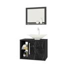 Conjunto Gabinete Baden com Espelho e Portas para Decoração e Organização do Banheiro Preto Fosco Nero