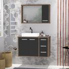 Conjunto Gabinete Banheiro c/ Espelheira - CJ Turin 80 Cm c/ Tampo de Vidro