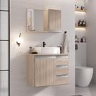 Conjunto Gabinete Banheiro Completo Prisma 60cm - Madeirado inteiro