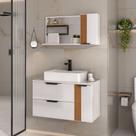 Conjunto Gabinete Banheiro DOLPHIN 80cm RIPADO LUXO