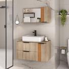 Conjunto Gabinete Banheiro DOLPHIN 80cm RIPADO LUXO