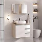 Conjunto Gabinete Banheiro Prisma 60cm Gabinete + Cuba + Espelheira Madeirado Branco Conjunto Gabinete Banheiro Prisma 60cm Gabinete + Cuba + Espelheira Madeirado Branco