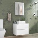 Conjunto Gabinete Banheiro RUBI 60cm - Gabinete + Cuba + Espelheira - Branco Inteiro