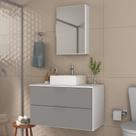 Conjunto Gabinete Banheiro RUBI 80cm - Gabinete + Cuba + Espelheira