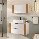 Conjunto Gabinete Banheiro Taos 80cm RIPADO LUXO