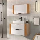 Conjunto Gabinete Banheiro Taos 80cm RIPADO LUXO