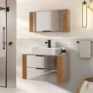 Conjunto Gabinete Banheiro Taos 80cm RIPADO LUXO