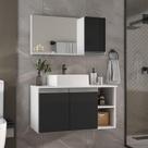 Conjunto Gabinete Banheiro Virtus 80cm - Gabinete + Cuba + Espelheira Branco Preto Conjunto Gabinete Banheiro Virtus 80cm - Gabinete + Cuba + Espelheira Branco Preto
