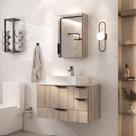 Conjunto Gabinete Banheiro YARIS 80cm LUXO com Cuba Gigante