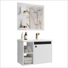 Conjunto Gabinete c/ Espelheira e Cuba p/ Banheiro 60cm Adonis Branco c/ Preto