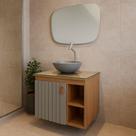 Conjunto Gabinete de Banheiro 60cm Mdf Espelho 60cm Cuba