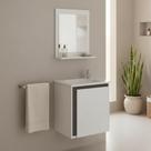 Conjunto Gabinete de Banheiro com Cuba e Espelheira Suspenso 44cm Apollo Branco/Cinza