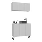 Conjunto Gabinete de Banheiro e Armário Aéreo 3 Portas Retrô Multimóveis MP5055