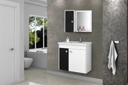 Conjunto Gabinete Munique com Espelho e Portas para Decoração e Organização do Banheiro Branco Preto Fosco Conjunto Gabinete Munique com Espelho e Portas para Decoração e Organização do Banheiro Branco Preto Fosco