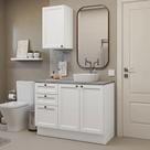 Conjunto Gabinete para Banheiro 110cm 3 Gavetas 3 Portas Branco Vik Madesa 01