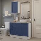 Conjunto Gabinete Para Banheiro 110cm 3 Gavetas 3 Portas Vik Madesa 01 Branco-azul Conjunto Gabinete Para Banheiro 110cm 3 Gavetas 3 Portas Vik Madesa 01 Branco-azul