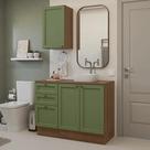 Conjunto Gabinete Para Banheiro 110cm 3 Gavetas 3 Portas Vik Madesa 01 Rustic-verde Conjunto Gabinete Para Banheiro 110cm 3 Gavetas 3 Portas Vik Madesa 01 Rustic-verde