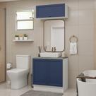 Conjunto Gabinete para Banheiro 80cm 3 Portas Branco/Azul Vik Madesa 02