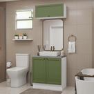 Conjunto Gabinete para Banheiro 80cm 3 Portas Branco/Verde Vik Madesa 02