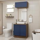 Conjunto Gabinete para Banheiro 80cm 3 Portas Rustic/Azul Vik Madesa 02