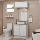 Conjunto Gabinete Para Banheiro 80cm 3 Portas Vik Madesa 02 Branco