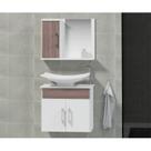 Conjunto Gabinete para Banheiro com Cuba e Espelheira Bali Branco/Rústico Conjunto Gabinete para Banheiro com Cuba e Espelheira Bali Branco/Rústico