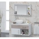 Conjunto Gabinete para Banheiro com Cuba e Espelheira Stilo Branco/Ciliegio Conjunto Gabinete para Banheiro com Cuba e Espelheira Stilo Branco/Ciliegio