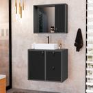Conjunto Gabinete para Banheiro com Cuba Sobrepor e Espelheira Toro 60 cm Cinza/Grafite/Preto Conjunto Gabinete para Banheiro com Cuba Sobrepor e Espelheira Toro 60 cm Cinza/Grafite/Preto