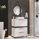 Conjunto Gabinete para Banheiro com Rodizio, com Cuba de Sobrepor e Espelho Kyoto 60cm Branco Conjunto Gabinete para Banheiro com Rodizio, com Cuba de Sobrepor e Espelho Kyoto 60cm Branco