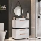 Conjunto Gabinete para Banheiro com Rodizio, com Cuba de sobrepor e Espelho Kyoto 60cm