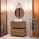 Conjunto Gabinete para Banheiro com Rodizio, com Cuba de Sobrepor e Espelho Kyoto 80 Cm