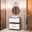 Conjunto Gabinete para Banheiro com Rodizio, com Cuba de sobrepor e Espelho Kyoto 80 cm
