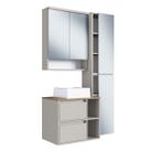 Conjunto Gabinete para Banheiro Suspenso 96cm com 4 Peças Iluminação em Led e Cuba Branca na Cor Arenas