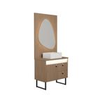 Conjunto Gabinete para Banheiro Tech Led 2G 80cm Com Pé